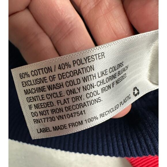 Christmas Tree Sweatshirt Unisex XXL Striped Holiday Green Red Navy - Picture 6 of 8